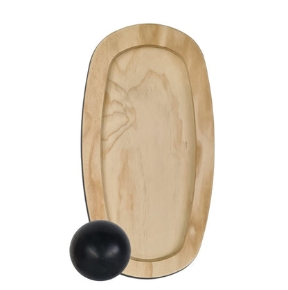 Tabla de Equilibrio de madera vista de abajo con pelota para hacer equilibrio