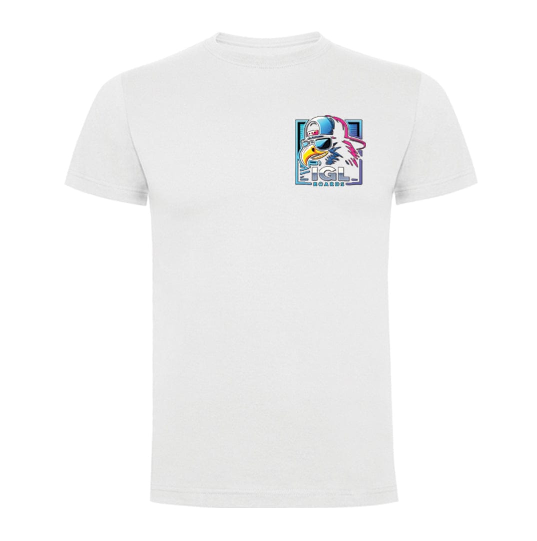 Polera blanca manga corta logo aguila