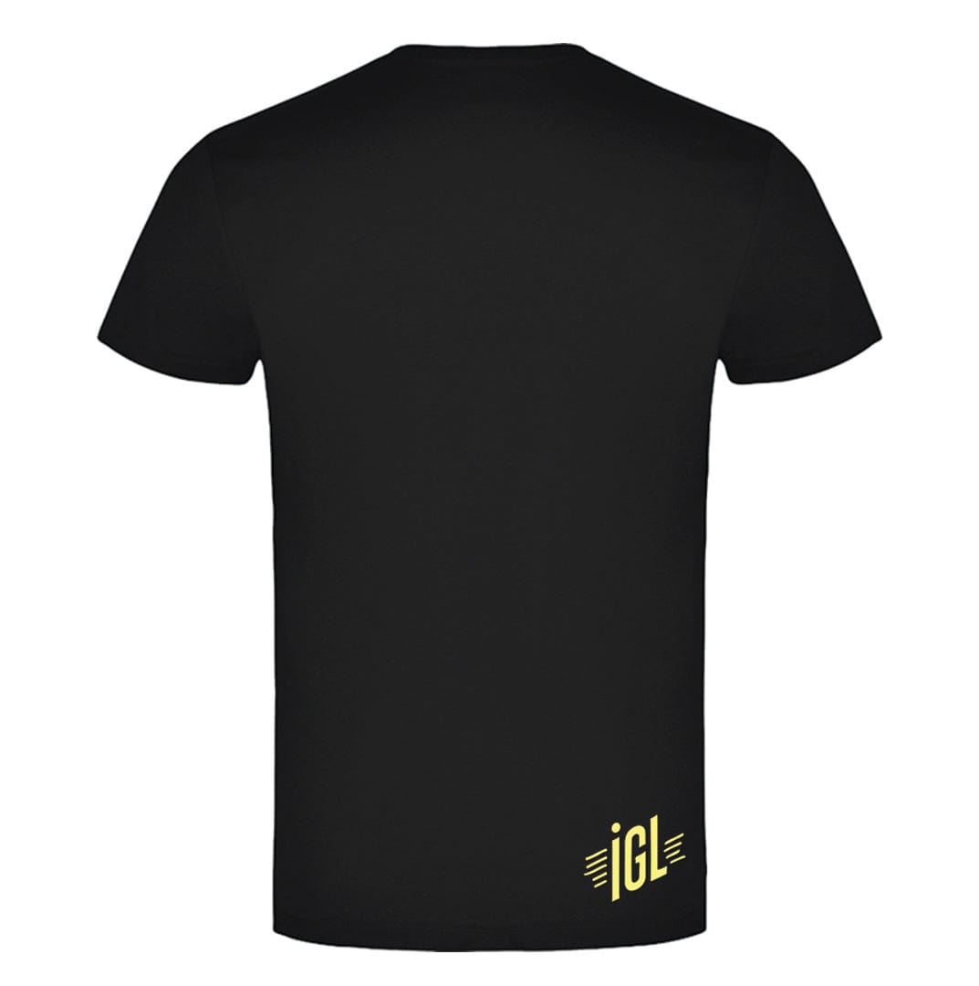 polera negra logo igl amarillo reverso