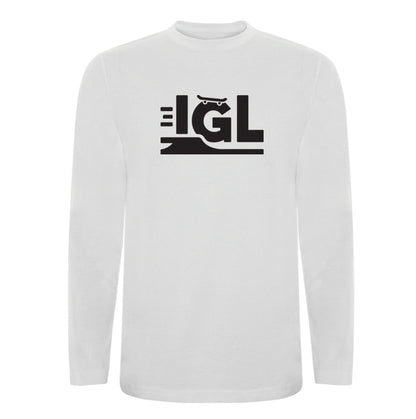 Polera manga larga blanca igl logo negro