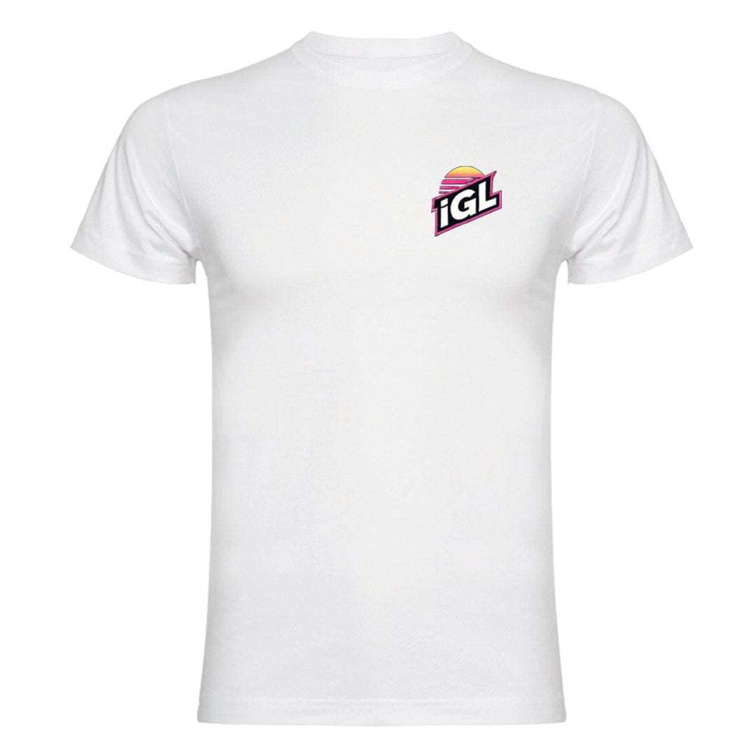 Polera manga corta blanca logo sunset igl