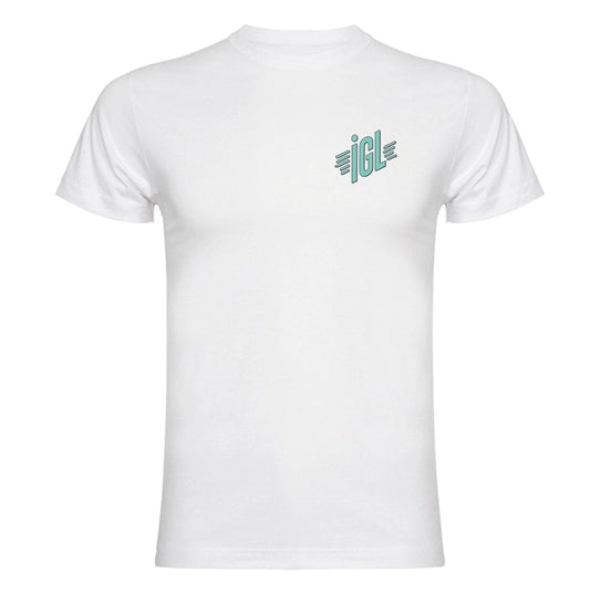 Polera blanca manga corta modelo park igl logo verde