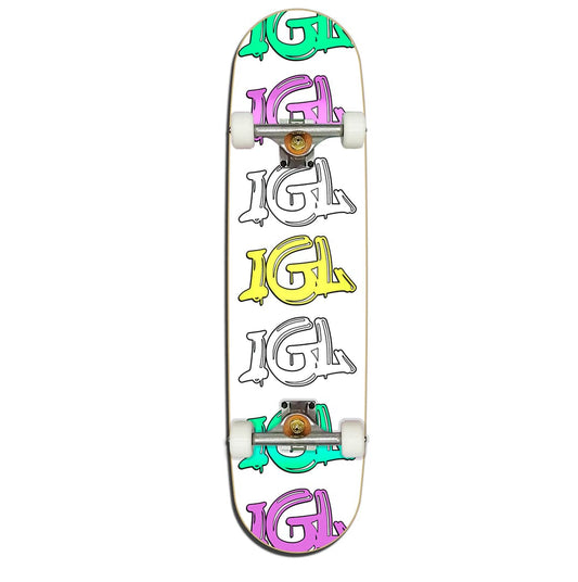 Skate armada de color blanco con graffitis igl de distintos colores