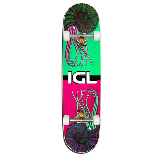 Tabla de skate igl completa con colores verde y morado modelo jibia