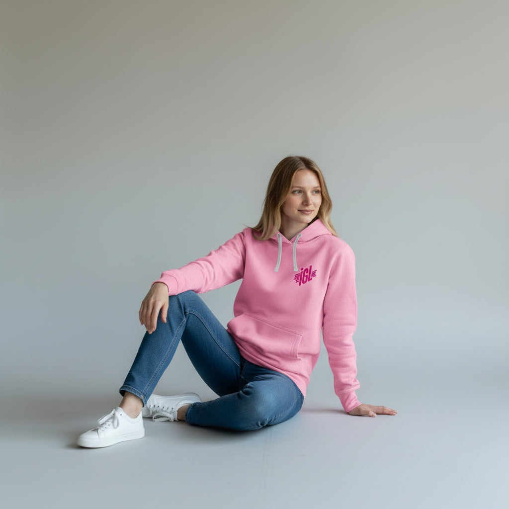 Sesion de fotos con poleron rosado igl