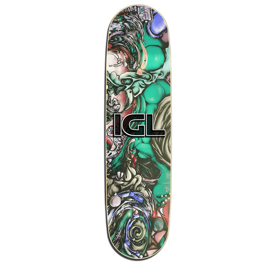 Tabla de skate graf con verde rojo y azul