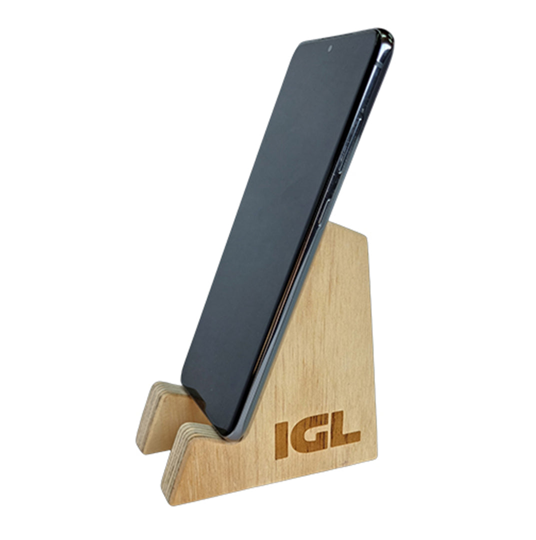 Soporte para celular de madera marca igl