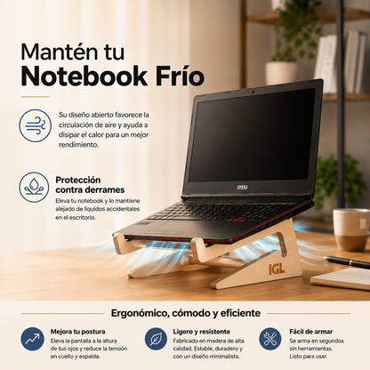 soporte para notebook sobre mesa y mantienen notebook frio