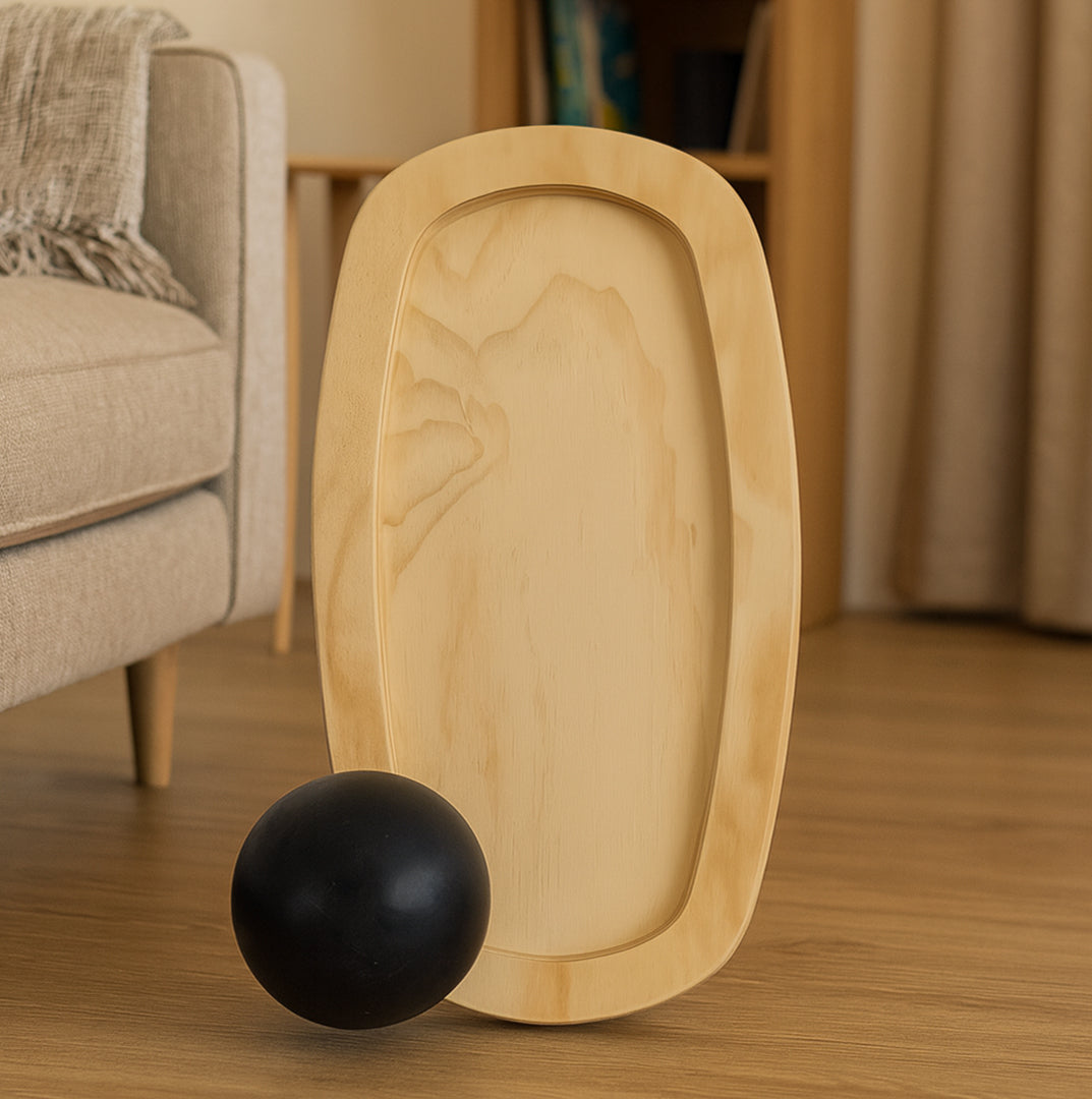 Tabla de equilibrio con esfera para entrenar adentro de la casa