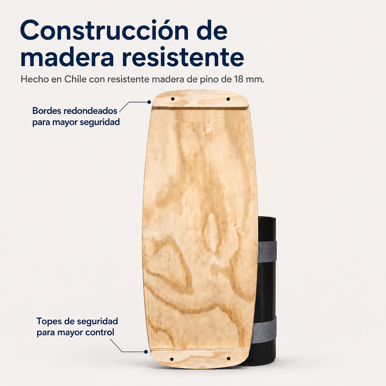 tabla de equilibrio de madera por abajo con topes y tubo