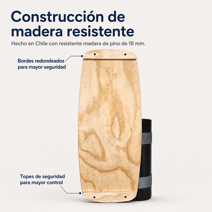 tabla de equilibrio de madera por abajo con topes y tubo