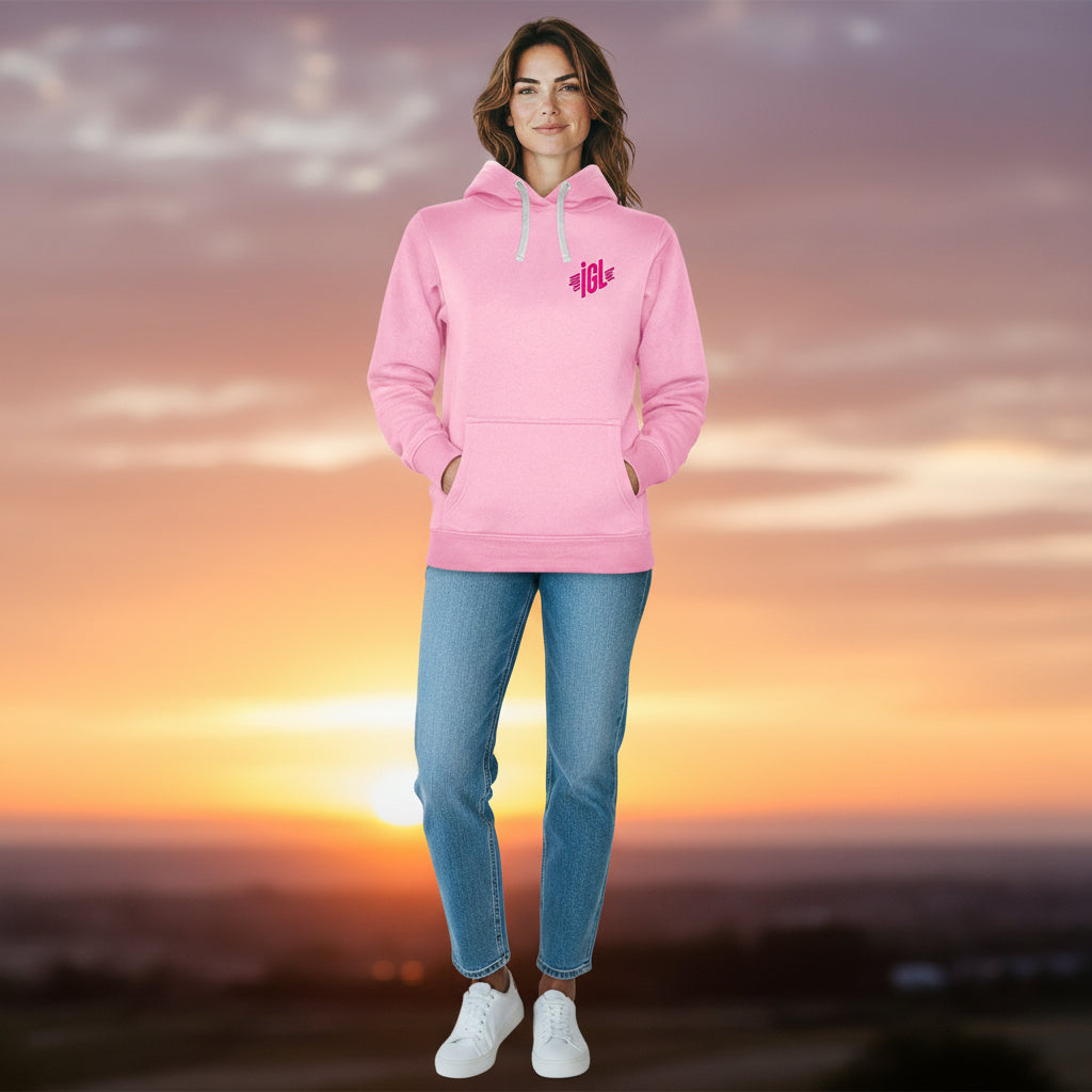 Vestimenta poleron rosado y blue jeans